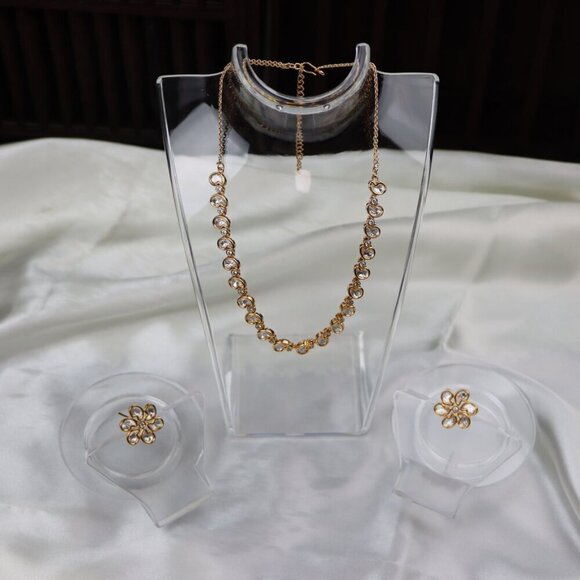 Elegant Brass Kundan Necklace & Earrings Set, JP42 - Picture 7 of 12